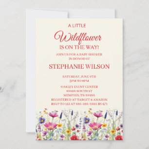 A Little Wildflower Wild Flower Floral Baby Shower Invitation