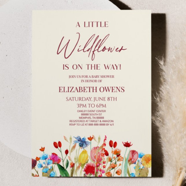 A Little Wildflower Wild Flower Floral Baby Shower Invitation (Creator Uploaded)