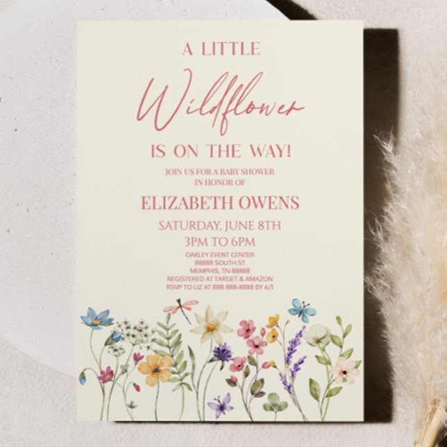 A Little Wildflower Wild Flower Floral Baby Shower Invitation (Creator Uploaded)