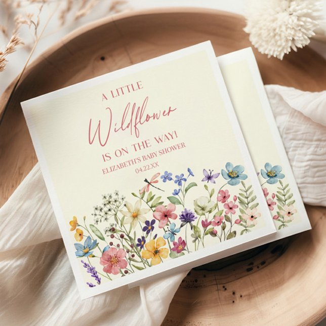 A Little Wildflower Wild Flower Floral Baby Shower Napkin (Creator Uploaded)