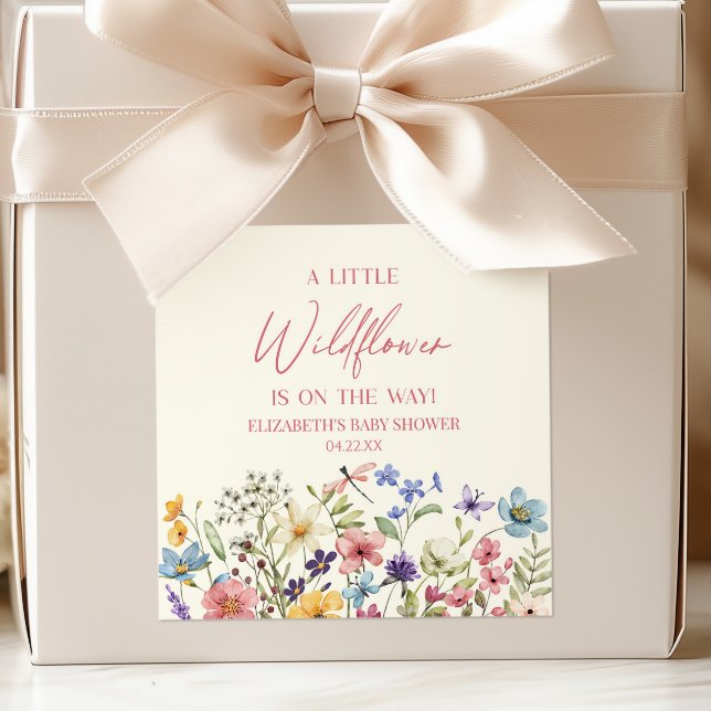 A Little Wildflower Wild Flower Floral Baby Shower Square Sticker (Creator Uploaded)