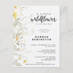 A Little Wildflower Yellow Watercolor Baby Shower Postcard