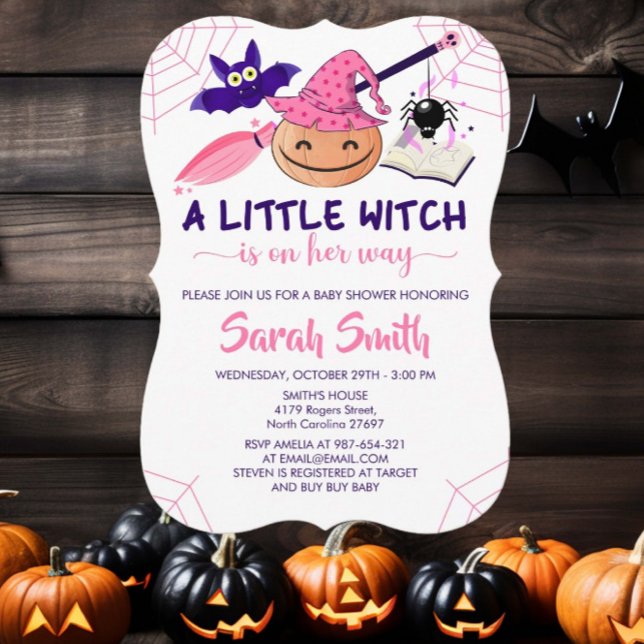 A little Witch is on her way Halloween Baby Shower Invitation (Creator Uploaded)