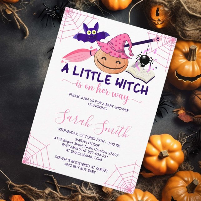 A little Witch is on her way Halloween Baby Shower Invitation (Creator Uploaded)
