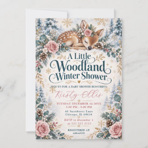 A Little Woodland Winter Baby Shower Invitation