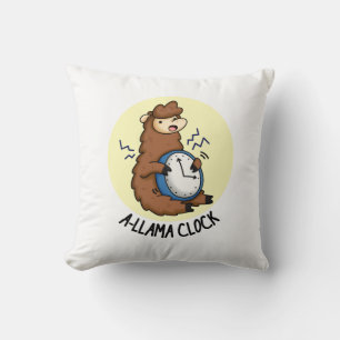 A-llama Clock Funny Llama Pun Cushion