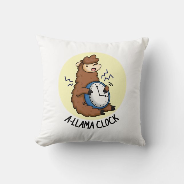 A-llama Clock Funny Llama Pun  Cushion (Front)