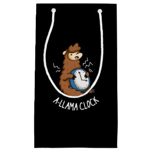 A-llama Clock Funny Llama Pun Dark BG Small Gift Bag