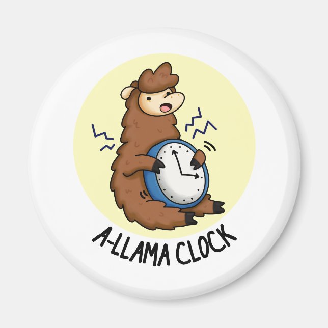 A-llama Clock Funny Llama Pun Magnet (Front)
