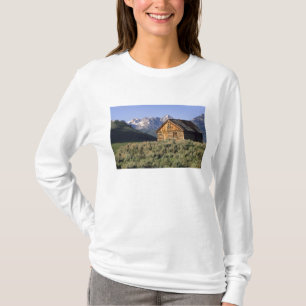 A log cabin and the Sawtooth Mountains in T-Shirt