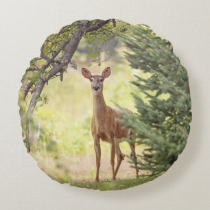 A Lone Deer  Round Cushion