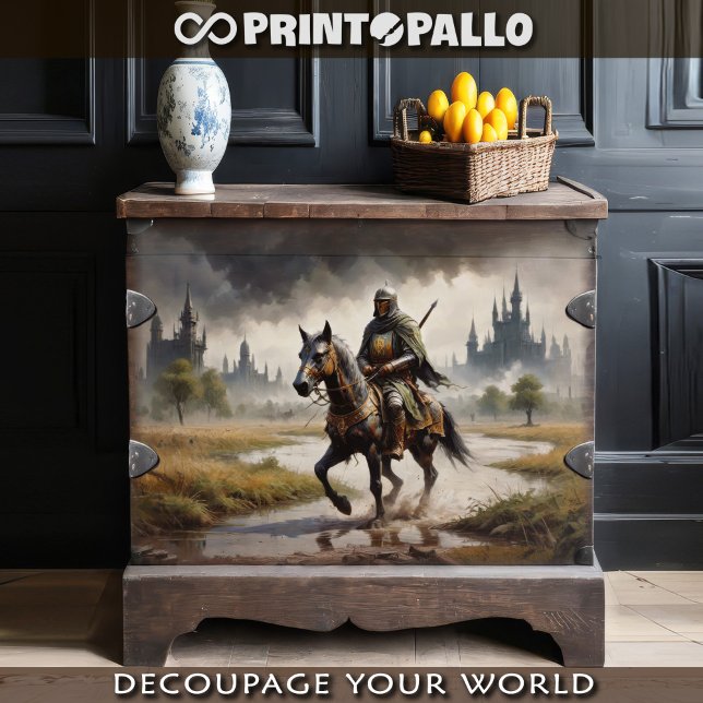 A lone mediaeval knight and his horse -  tissue paper (Creator Uploaded)