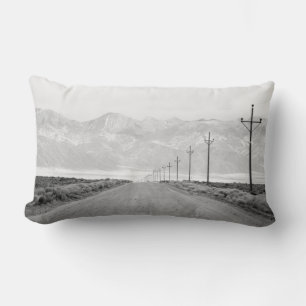 A Lone Road and Power Lines San Juan Mountains Lumbar Cushion