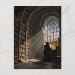 A Lone Scholar In Ancient Library Books Lovers Postcard