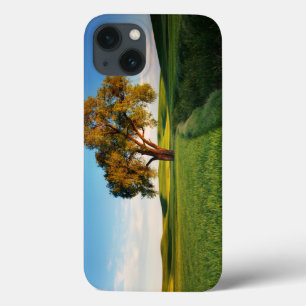 A lone tree surrounded by rolling hills of wheat iPhone 13 case