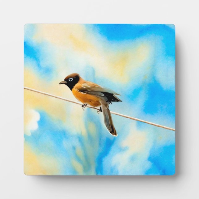 A lonely colourful bird plaque (Front)