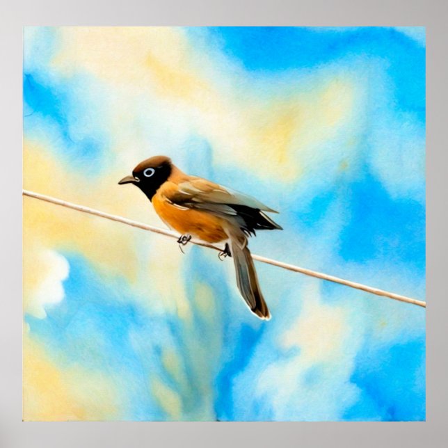 A lonely colourful bird poster (Front)