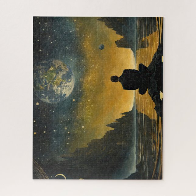 A lonely man in a surreal landscape jigsaw puzzle (Vertical)