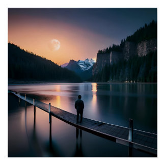 A lonely man pondering under a clear sky poster