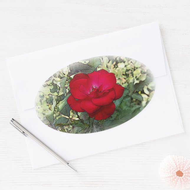 A lonely rose oval sticker (Envelope)
