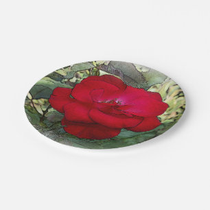 A lonely rose paper plate