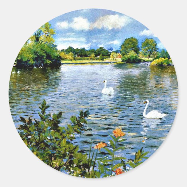 A Long Island Lake artwork Classic Round Sticker (Front)