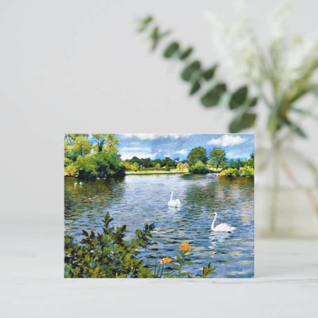 A Long Island Lake, famous painting, Postcard (Standing Front)