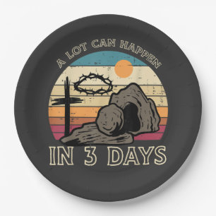 A Lot Can Happen in 3 Days Easter Religious Paper Plate