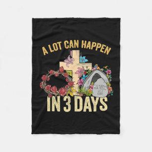 A Lot Can Happen In 3 Days Floral Retro Vintage Ea Fleece Blanket