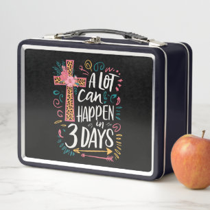 A Lot Can Happen In 3 Days Jesus Easter Metal Lunch Box