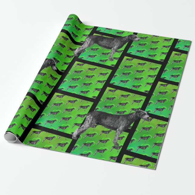 A lot of Black Irish Wolfhounds   Wrapping Paper (Unrolled)