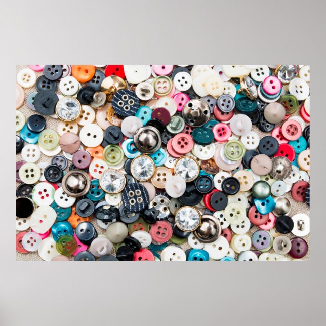 A lot of colourful sewing buttons of different col poster (Front)