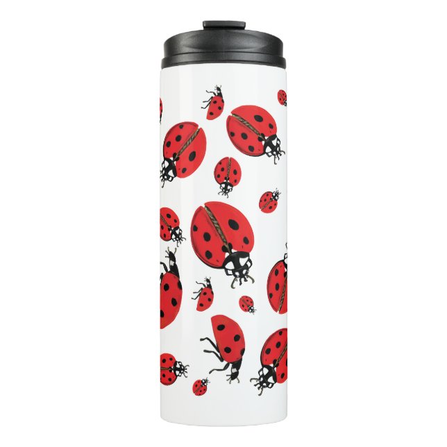 A lot of Ladybugs Lucky Pattern  Thermal Tumbler (Front)