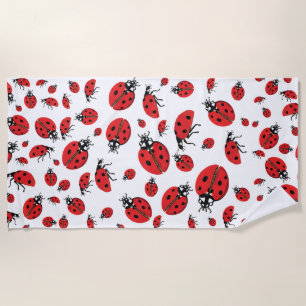 A lot of Red Ladybugs Lucky Pattern   Beach Towel