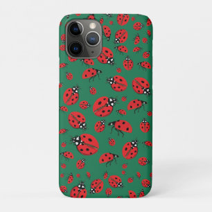 A lot of Red Ladybugs Lucky Pattern Green Case-Mate iPhone Case