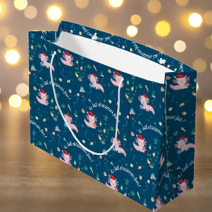 A Lotl Christmas Fun Cute Santa Axolotl Large Gift Bag