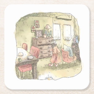 a lottery square paper coaster