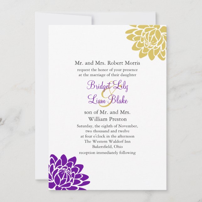 A Lotus Flower Wedding Invitation 2(purple) (Front)