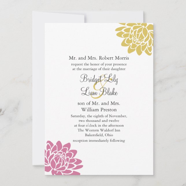 A Lotus Flower Wedding Invitation 2(yellow) (Front)