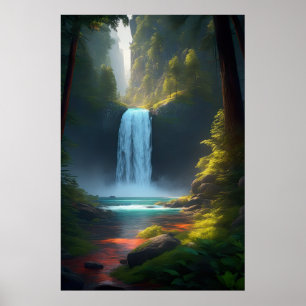 A Loud Waterfall in the Quiet Forest Poster