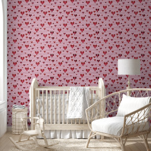 A Love for Stripes and Hearts, Pink Wallpaper