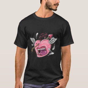 a love heart with lips and wings that are hit by l T-Shirt
