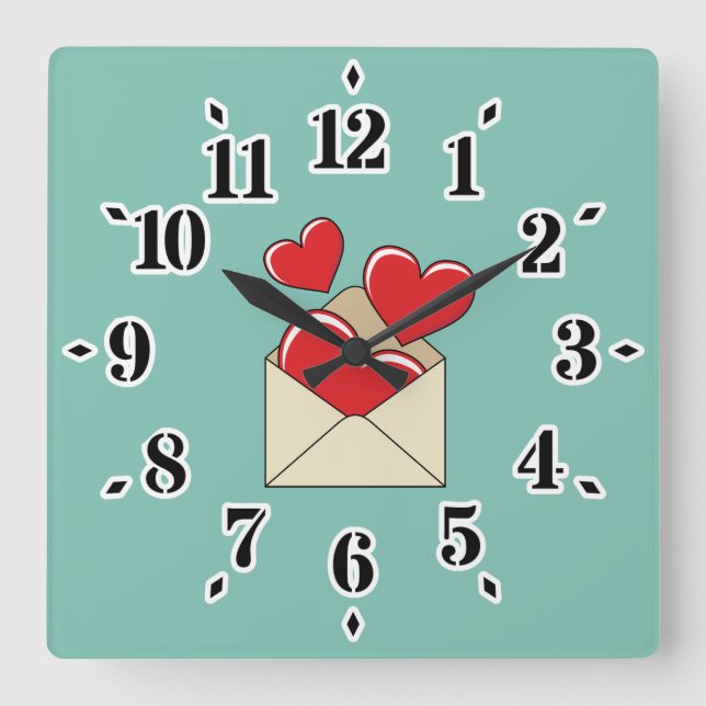 A Love Letter Square Wall Clock (Front)