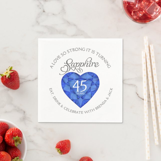 A love so strong sapphire wedding party watercolor napkin (Insitu)