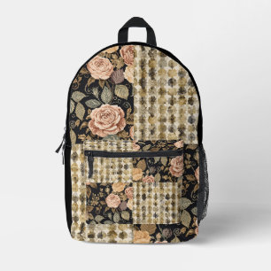 A Lovely Blend of Flowers and Motif Design Printed Backpack