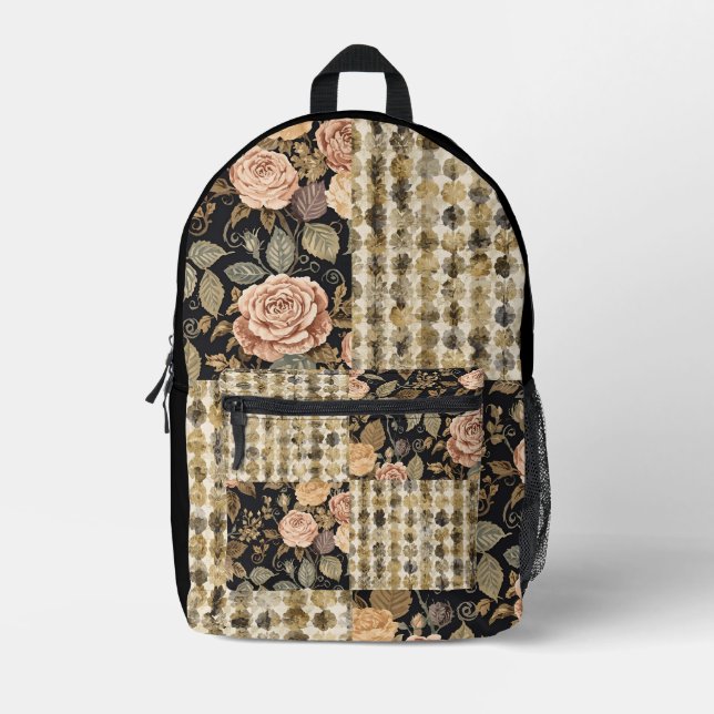 A Lovely Blend of Flowers and Motif Design  Printed Backpack (Front)
