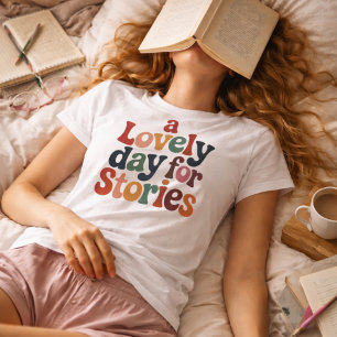 A Lovely Day for Stories Retro Book Lover Tri-Blend Shirt