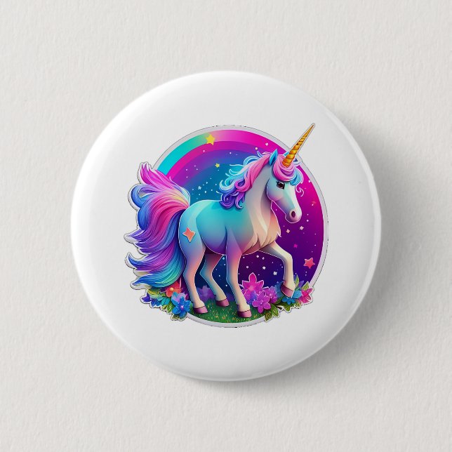 A Lovely Unicorn  6 Cm Round Badge (Front)