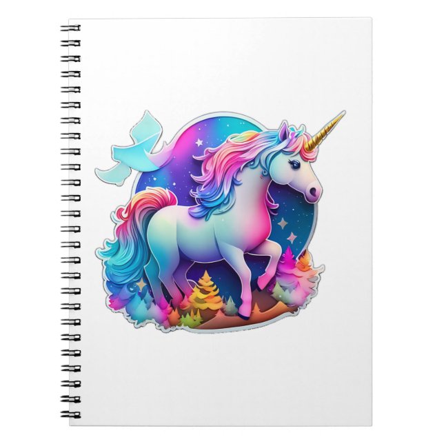 A Lovely Unicorn Sticker  Notebook (Front)