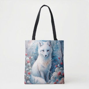 A Lovely White Fox in Winter Tote Bag